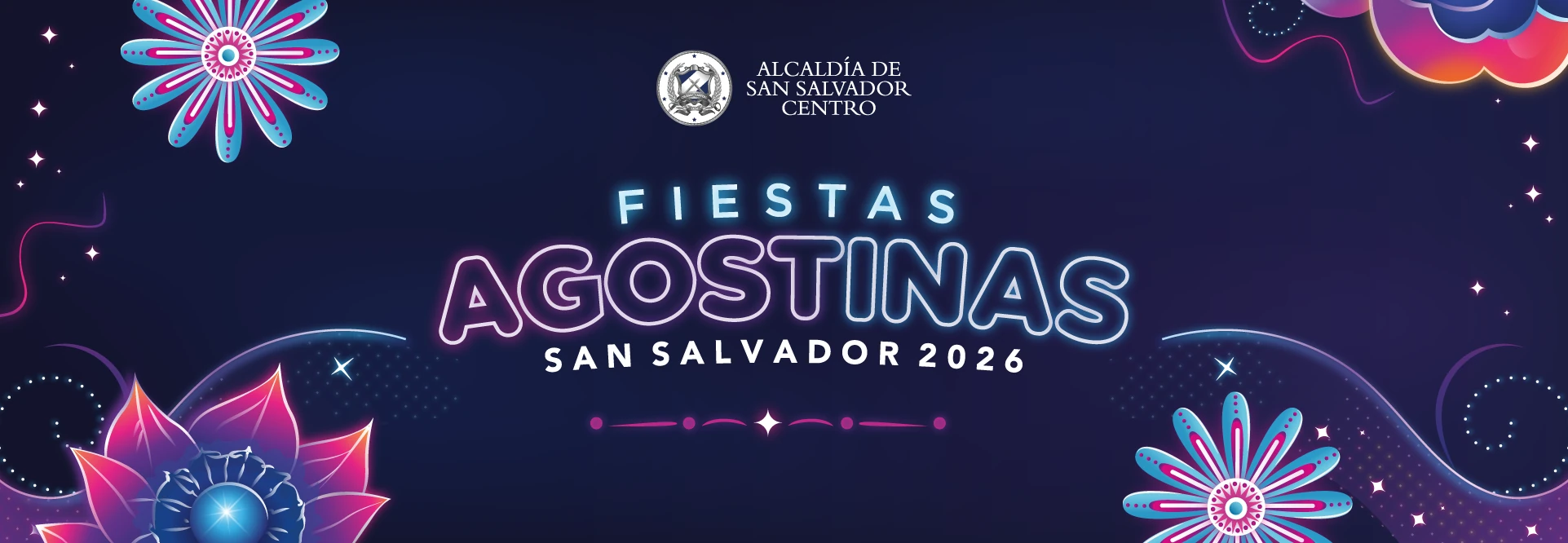 Banner oficial de las Fiestas Agostinas San Salvador Centro 2026